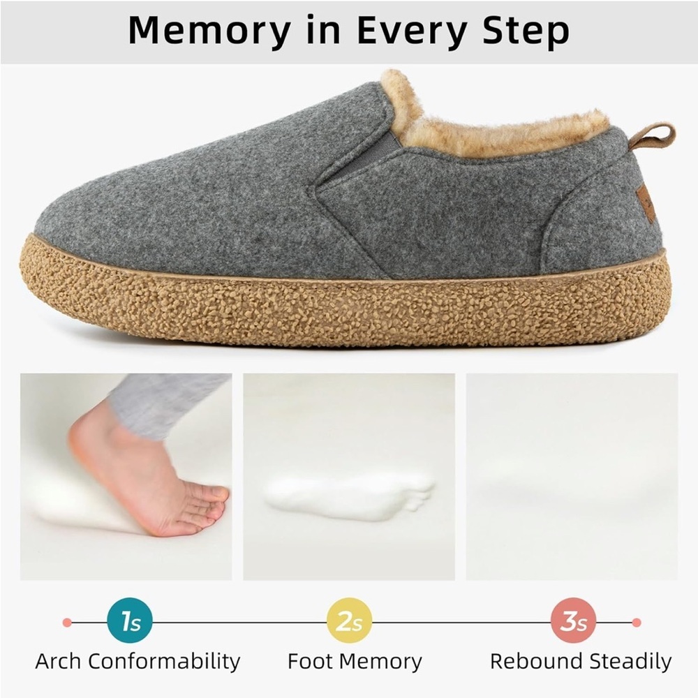 MERRIMAC Gray Fleece-Lined Slippers - Picture 11 of 12